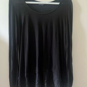 Club Monaco Lace Trim Black Long Sleeve